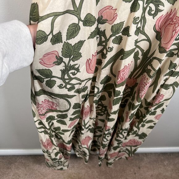 Linen Vibes Midi Shirt Dress Medium Vintage Floral Retro Button Front Garden - Picture 10 of 15